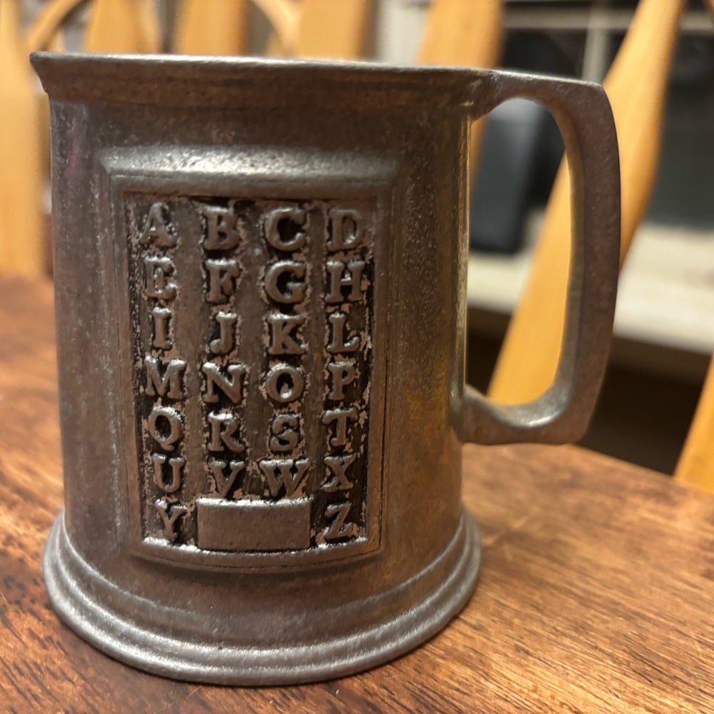 Vintage Wilton Armetale pewter alphabet mug